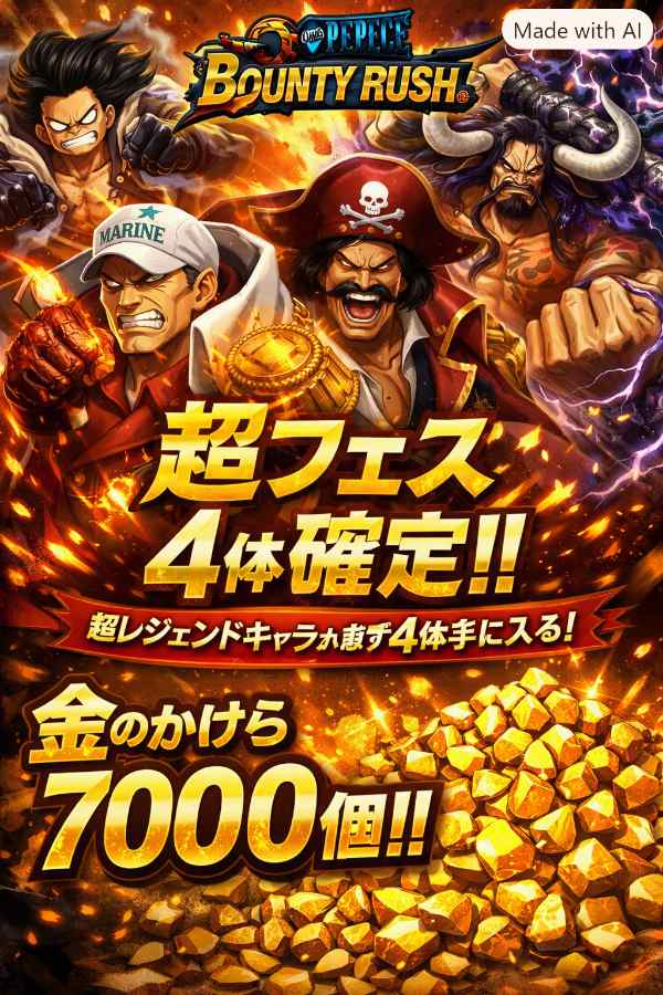 ワンピース バウンティラッシュ 超フェス4体確定金かけら7000