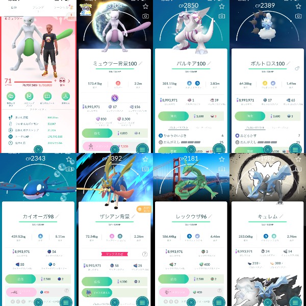 ポケモンGO 引退TL72垢!背景メガミュウツー100!パルキア100!背景ザシアン剣!コイン1900枚等所持｜マツブシマーケット